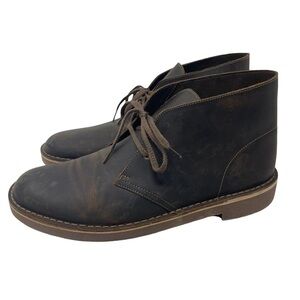 Clarks Bushacre 2 Brown Leather‎ Beeswax Ankle Chukka Casual Boots Size 12